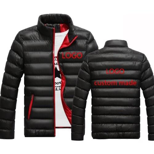Logo Customization 2021 Mens Print Jacket Male Casual Commission Harajuku Padded Coats College Zipper Warm Hip Hop Zipper Tops