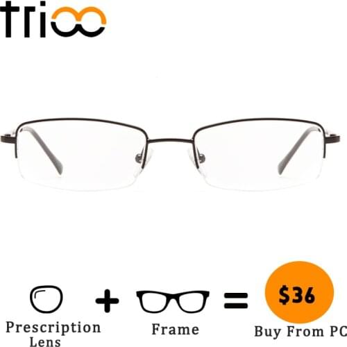 TRIOO Business Type Simple Prescription Glasses for men Half Frame Nearsighted Farsighted Spectacles Metal Male Minus Eyewear