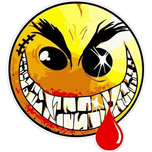 Evil Smiley Face Sticker Vinyl Decal Funny Car Bumper Car Styling Laptop Stickers Waterproof Decoration 13cm X 12cm