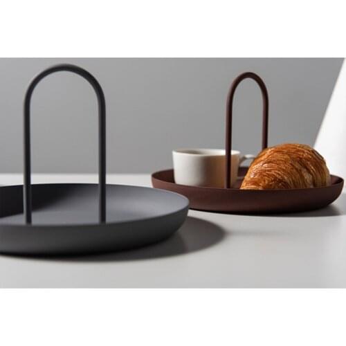 Desktop Storage Tray Nordic Plastic Round Jewelry Trays Living Room Kitchen Table Meal Snack Tray Plate with Handle Home Decor