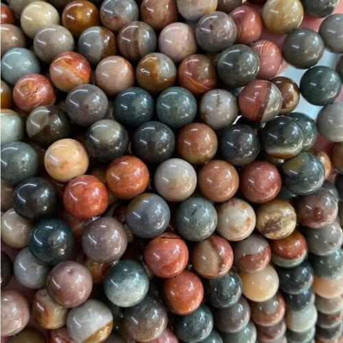 Natural stone picture jasper from america round beads needle work loose Bead DIY fashion jewelry Making for woman gift Necklace