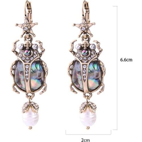 2021 New Natural Abalone Shell Earrings Freshwater Pearl Beetle Drop Earrings For Women