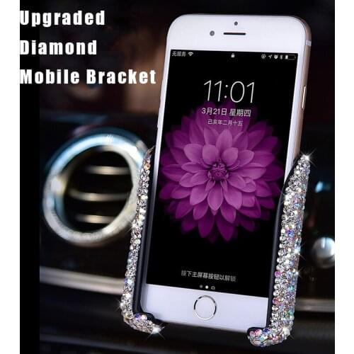 New upgrade Vehicle mobile phone bracket shine diamond automobile air outlet multifunctional bracket navigation gravity buckle