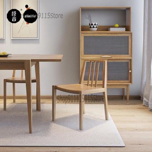 Dining Chair Nordic Solid Wood Desk Chair Japanese Simple Log Family Back Chair