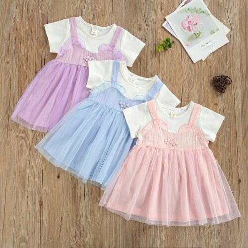 6M-4Y Princess Dress 2021 Summer Kids Baby Girl Patchwork Tutu Holiday Party Vestidos Girls Clothes