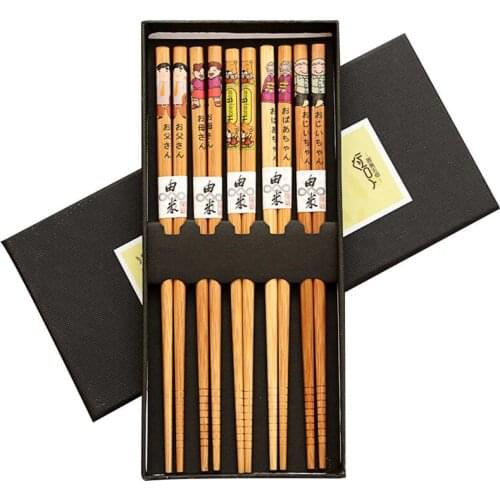 5 Pairs Wooden Sushi Chopsticks Japanese Style Natural Wood Chopstick Food Reusable Sticks Chop Sticks Tableware Kitchen Tools