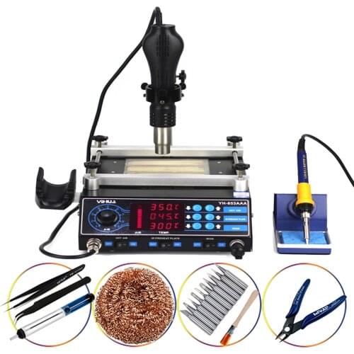 YIHUA 853AAA BGA Rework Station SMD Hot Air Gun Soldering Irons Preheating Station Functions 3 in 1 BGA rework soldering station