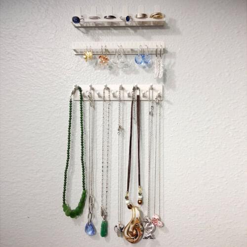 Simple Wall Hanging Shelf Jewelry Necklace Rings Earrings Keys Display Stand Rack Holder Organizer #85914