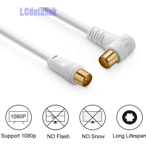 TV Male to Right Angle TV 9.5mm Male RG6 Coaxial Cable 90 Degree TV Plug to Plug Satellite Antenna Cable