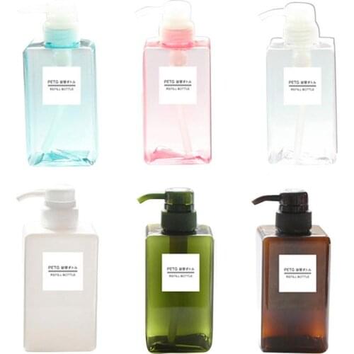 Empty Refillable Bottles Lotion Container Large Pump Plastic Shampoo Cosmetic Gel Bottle Pressed Refillable Travel Bottle 450ML