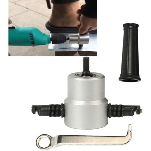 160A Practical Nibble Metal Cutter Double Head Sheet Drill Tool Attachment Metal Plate Open Hole Drill Manual Power Tool