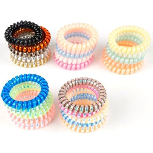 4/5Pcs Hair Accessories 5cm Gum Telephone Wire Hairbands Headwear Elastic Spring Hair Bands Hair Ties/Ropes Ponytail Holder
