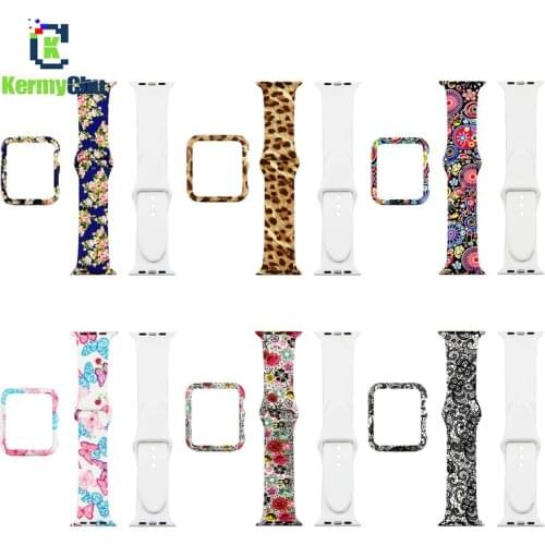 Silicone Watch Band+Case Sets for Apple Watch 40mm 44mm 38mm 42mm For Iwatch Series 5/4/3/2/1 Leopard Printed Strap Wristband