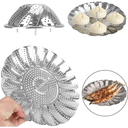 Folding Stainless Steel Steamer Vegetable Kitchen Fruit Food Basket Mesh Steamer Rack Cookware and Utensils for Cooking Steam