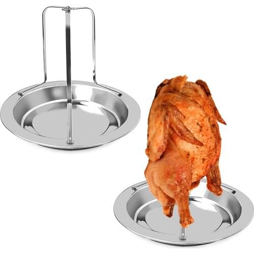 Steel Beer Can Chicken Turkey Roaster Oven Rotisserie BBQ Grill Rack Stand Holder Tray Turkey Vertical Poultry Roaster Rack