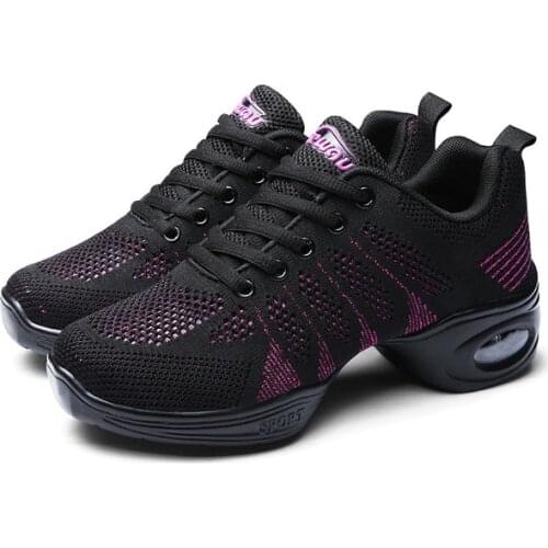 Dancing Shoes Soft Bottom Adult Ladies Practice Dance Shoes Air Cushion Increased Woven Breathable Modern Square Women Shoes