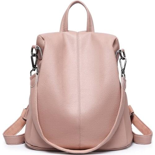 Vintage Leather Backpack Women Fashion Large Drawstring Rucksack School Travel Bag For Teenage Girls mochilas Black Brown C1784