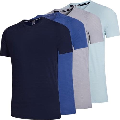 High Quality Nylon T Shirt For Men Running Shirt Fitness Tops Quick Dry Training T Shirt Short Sleeve Leisure Gym Sports Shirts