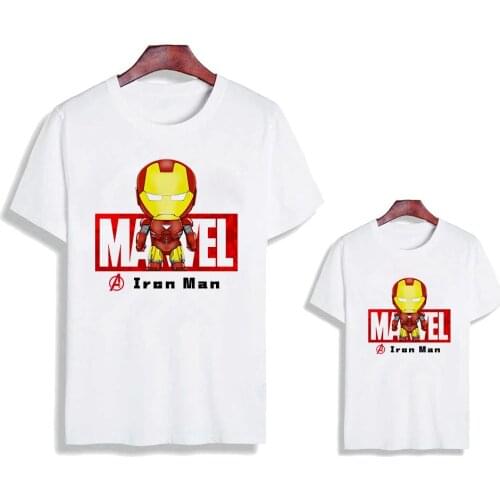 Ironman Marvel The Avengers Family Matching Clothes Summer Short Sleeve Mommy Daughter Father Son Family Look Tshirt Family Tees