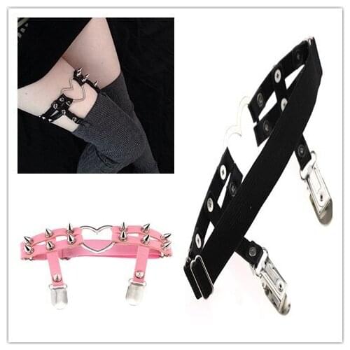 Heart Ring Stud Punk Rivets Women Leg Leather Elastic Garters Belt For Thighs Thigh Ring Sexy Gothic Clothing Accessories