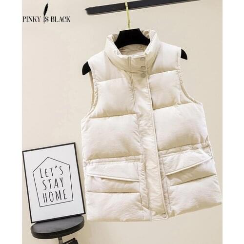PinkyIsBlack Autumn Vest Chalecos Para Mujer Winter Vest Women Short Vest New Korean Stand Collar Down Cotton Waistcoat Female