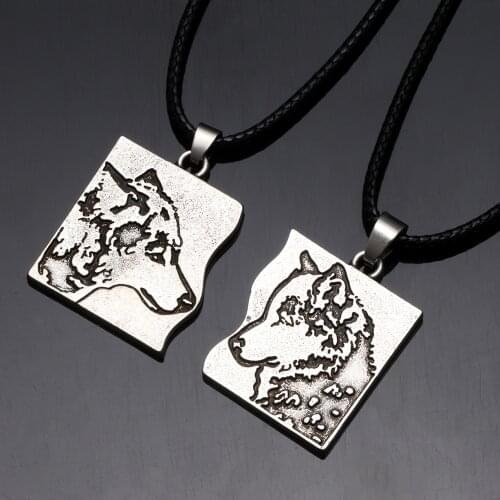 1 Pair Teen Wolf Slavic Amulet Couple Love Necklace BFF Charm Gifts For Women Men Friends Viking Talisman Jewlery Accessories