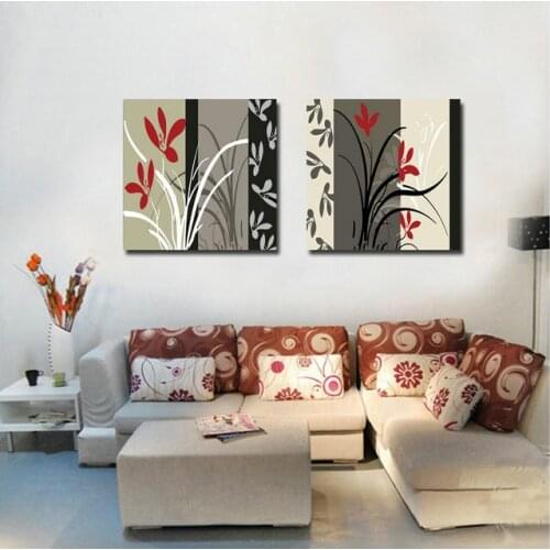 1LOT/2PCS Square Canvas 2 Piece Plant Nordic Posters Prints Decorative Picture Painting Flower Wall Art Home Decoration No Frame