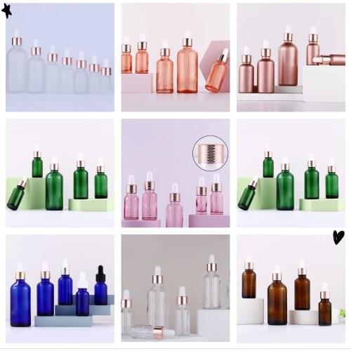 10pcs Honeycomb Cap Refillable Dropper Bottle essential oil Glass Aromatherapy Liquid 5-100ml Drop for massage Pipette Bottles