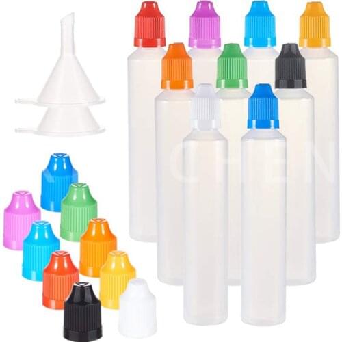 10pcs LDPE Plastic Vape Dropper Bottle E-liquid Ink Liquid Applicator Squeezable Bottles with Childproof Cap Thin Tip 30ml 60ml