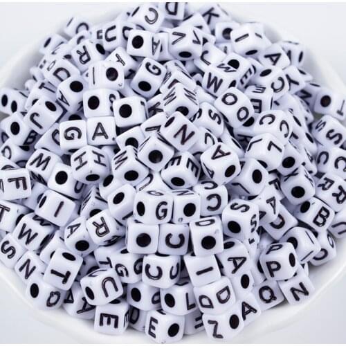 100pcs/Lot 6mm Letter Beads Acrylic Spaced Beads 26Alphabet Beads For Jewelry Making DIY Handmade Charms Bracelet