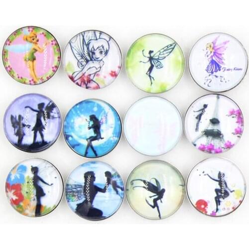 24pcs Interchangeable 18mm Cabochon Glass Button Cute Fairy Button for Snap Bracelet Necklaces Earrings Rings Jewelry Gift