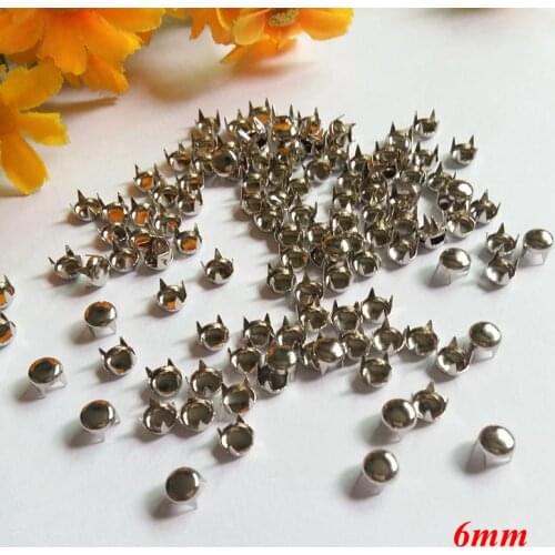 300pcs/lot 6mm Silver Round Studs Rivets Punk decoration Shoes,Bags,clothes Accessories rivet Apparel Sewing Rivet