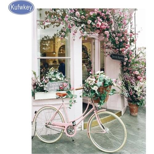 Diy diamond painting bicycle 3d picture of rhinestones painting diamond mosaic embroidery flower door wedding decor art crafts