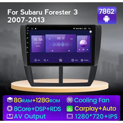 8core 6GB+128GB Carplay+Auto API29 Car Multimedia Player for Subaru Forester 3 SH 2007 - 2013 Radio Navigation GPS 4G LTE DSP BT