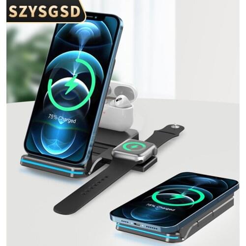Qi Fast 15W 3 in 1 Qi Fast Speed Wireless Chargers Station For iPhone 12 11 XR XS X Samsung Huawei Fast Wireless Earbuds Charger