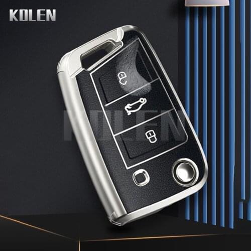 TPU Leather Type Car Key Case Cover Fob For Volkswagen VW Golf 7 MK7 Tiguan Seat Leon Ibiza FR Altea Aztec For Skoda Octavia A7
