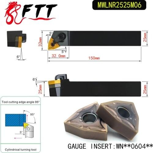 MWLNR2525M06 95 Degree External Turning Tool Holder For WNMG060404 WNMG060408 Used on CNC Lathe Machine