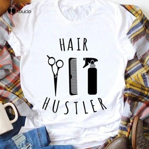 Hair Hustler Cut Comb And Spray Bottle Suitable For Active Girl Wearing Out The Street White T Shirt Men And Women S-6Xl Cotton