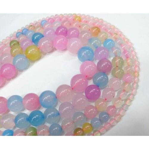 AAA Colorful Morganite Agates Natural Stone Gem Round Loose beads 4 6 8 10 MM Fit DIY Fashion Beads Jewelry Making necklace