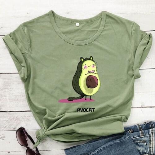 Cute Avocat T-Shirt Harajuku kawaii style Shirt Vegan gift Women Fashion Casual pure cotton trendy 90s aesthetic Tee