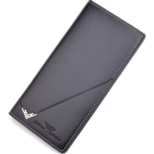 Fashion Slim Long Wallet For Men PU Leather Credit Card Case With Flapping Zipper Pocket Male Classic Thin Neat Design Purse Men