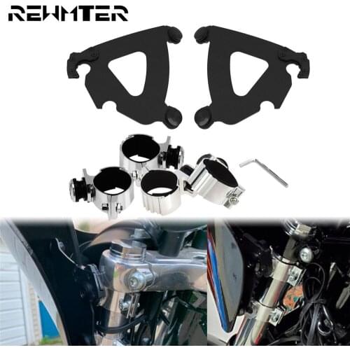 Motorcycle Black 49mm Fork Bracket Gauntlet Headlight Fairing Trigger Lock Mount Kit For Harley Dyna Super Glide Street Bob FXDB