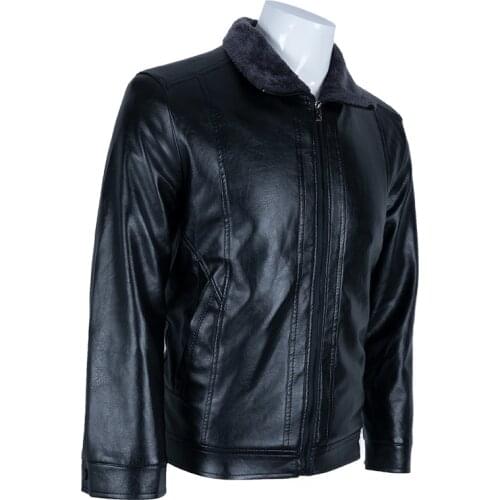 2019 Fashion Leather Jackets For Male Full Sleeve Solid Black Autumn Winter Warm Casual PU Leather Coats Motorcycle Outwear