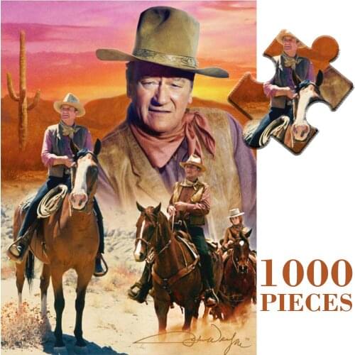 MaxRenard 1000 Pieces Puzzles 68*49cm Paper Assembling Landscape Western Cowboy Painting Jigsaw Puzzles for Adults Kids Games