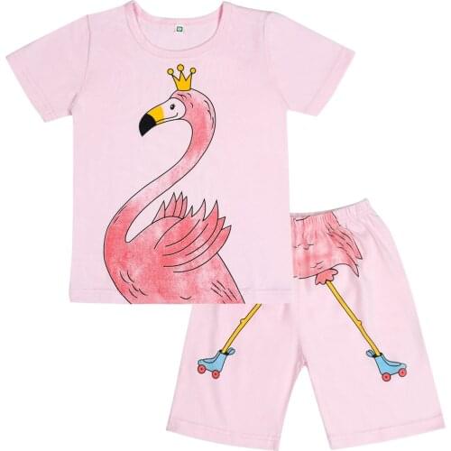 Girls Pyjamas Set Summer Short Flamingo Pjs Kids Cotton Pajamas Girls Sleepwear Nightwear Children Outfit Clothes 3-8 Years
