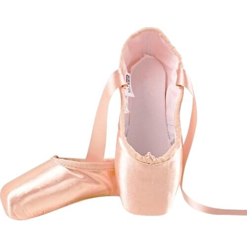 New Satin Canvas Pointe Shoes With Ribbon And Gel Toe Pad Girls Womens Pink Professional Ballet Dance Pointe Toe Shoes