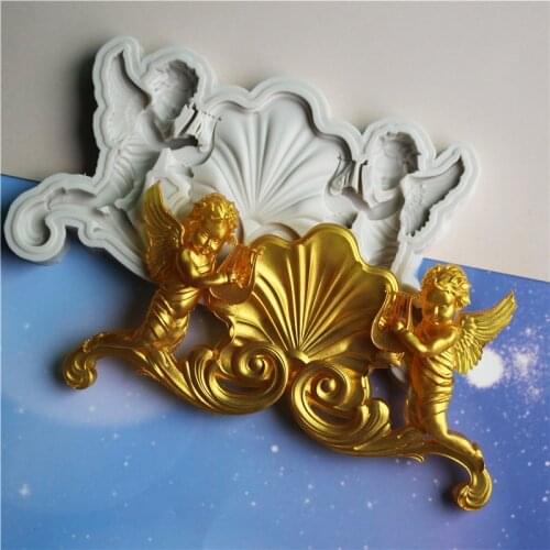 Embossed Angel Silicone Mold Fondant Cake Decorating Tool Mould Sugarcraft Chocolate Baking Tool For Cake Gumpaste Artwork Form