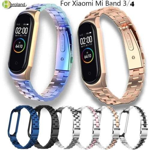 New Stainless steel mi 3 wrist strap for xiaomi mi band 3 4 metal watch band smart bracelet miband 3 belt replacement+Metal Case