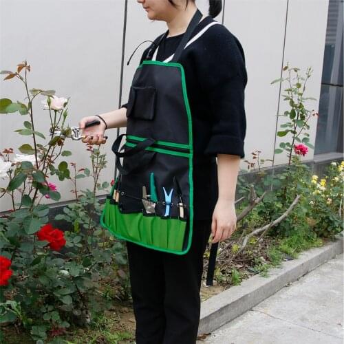 2 In 1 Garden Apron Gardening Tote Bags Pockets Zip Gardening Tools Organizer Bags Lawn Yard Bag Carrier Adjustable Work Apron