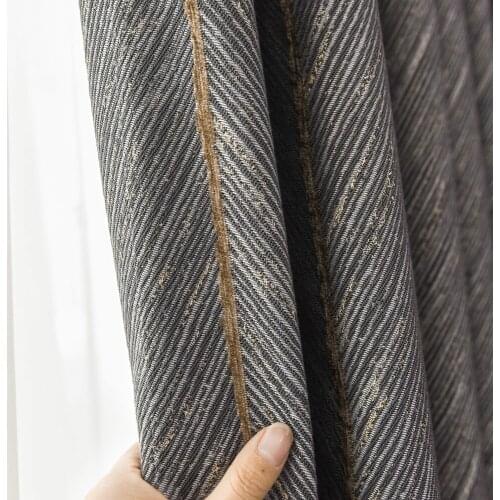 Custom curtains high-quality luxury Chenille Pattern gray Gold wire living room modern cloth blackout curtain tulle panel M804